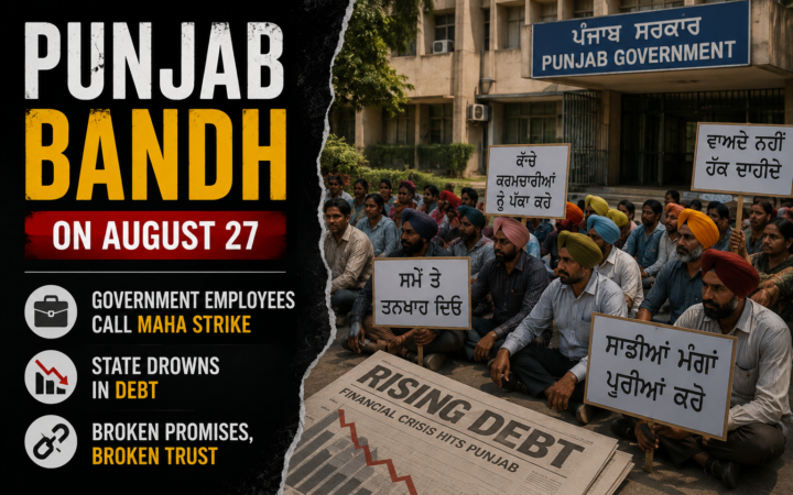 Punjab Bandh on August 27: Government Employees Call Maha Strike as State Drowns in Debt and Broken Promises