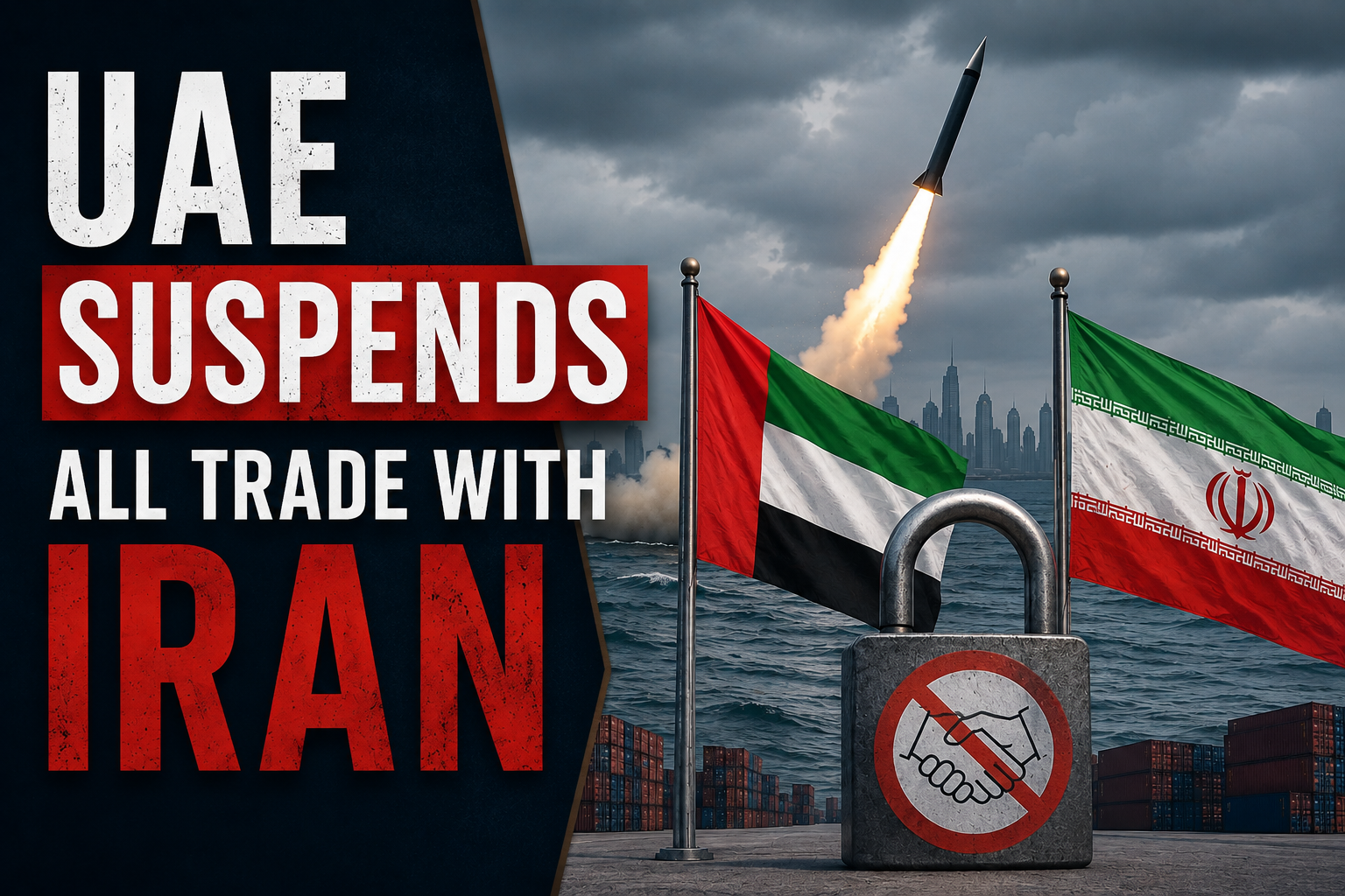 UAE Suspends All Trade With Iran After Ballistic Missile Attack on Gulf Waters